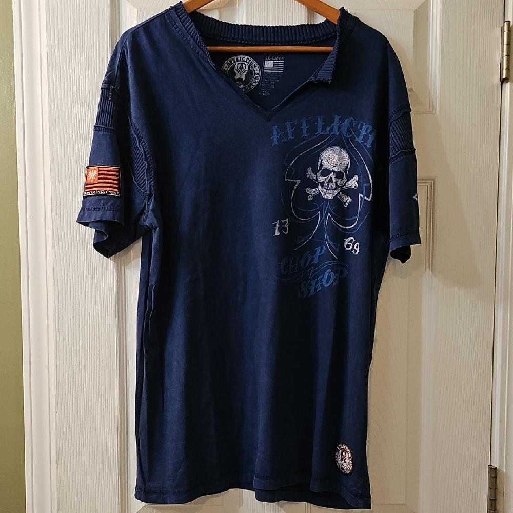 Men's Blue Affliction Graphic T-Shirt Vintage